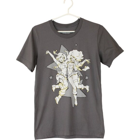 Game Grumps Gyaru Star Cheer T-Shirt Grey Size Small Crew Neck Unisex CA332 - Picture 3 of 5